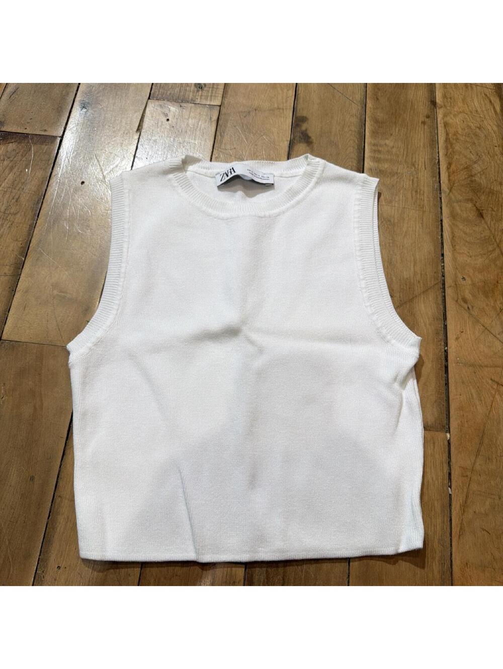 Zara Women's White Vests-tanks-cami